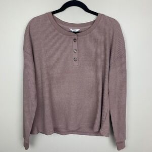 Knix Brown Waffle Lounge Henley Shirt Size Large - NEW